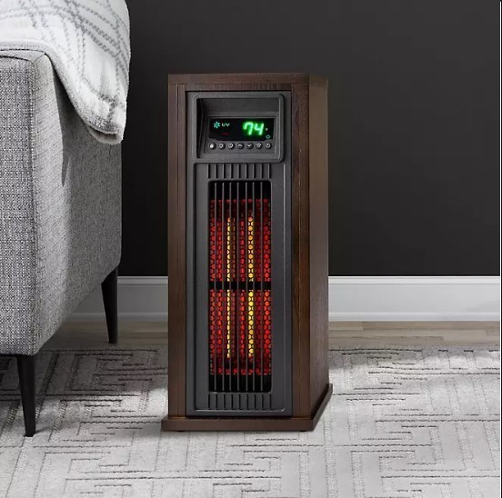 lot 599 image: NEW Members Mark 23 3-Element Infrared Wood Tower Heater with UV LED Light