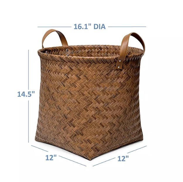 lot 507 image: NEW Seville Classics Home Handwoven Large Round Storage Basket Set - 2 Pack
