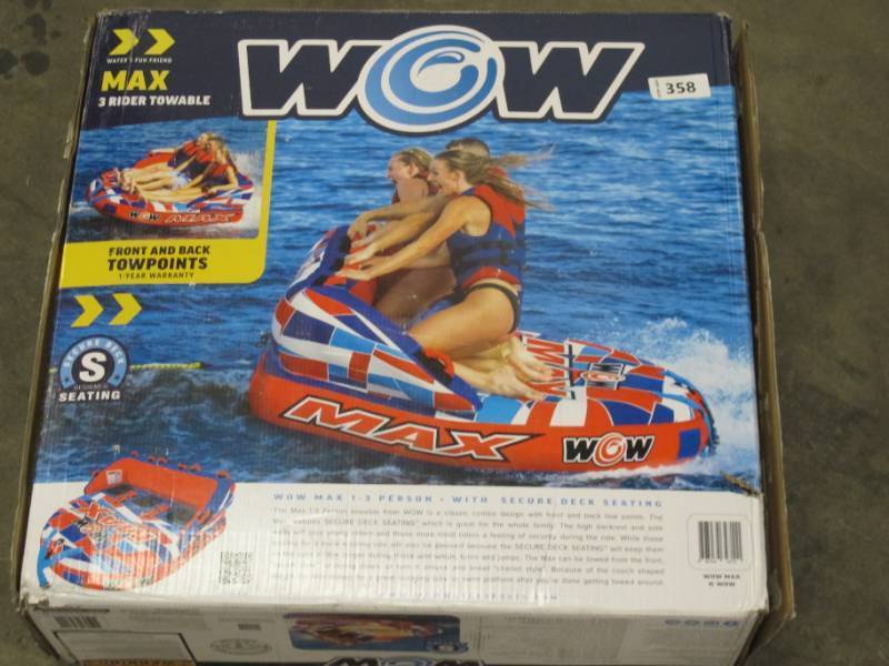 lot 508 image: WOW Sports 1-3 Person Max Towable with Secure Deck Seating - Americana
