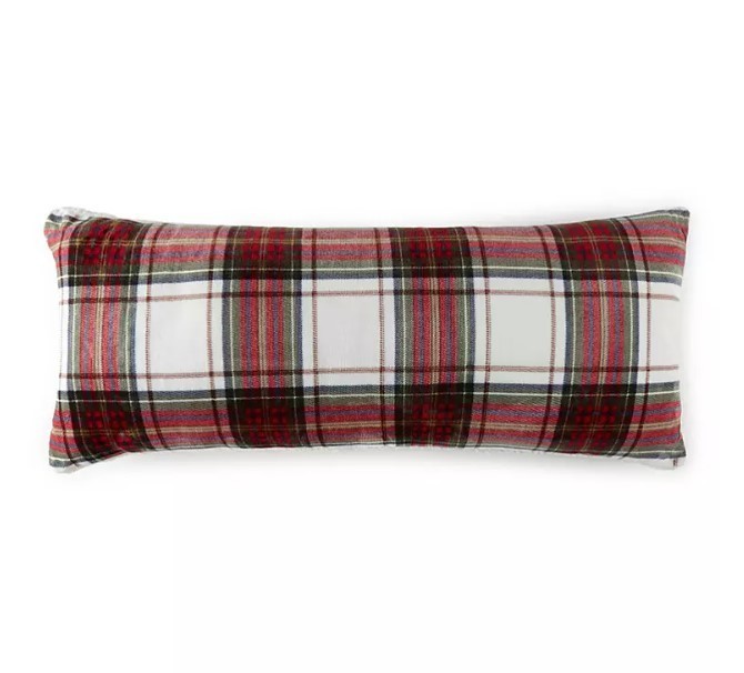 lot 459 image: NEW Members Mark Plush Sherpa Body Pillow 20 x 52  - St. Nicholas Plaid