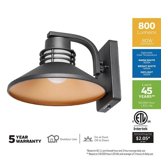 lot 457 image: Honeywell 800 Lumen Outdoor Lantern with Selectable Color Temperature