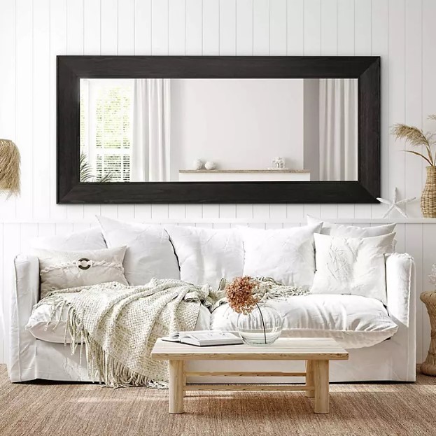 lot 60 image: NEW WallBeyond 32 x 70 Wooden Floor Mirror - Black