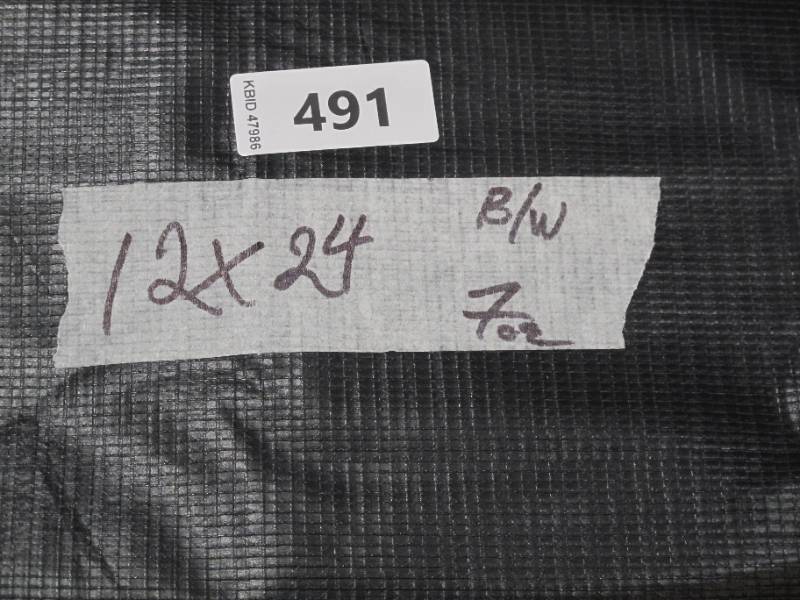 lot 551 image: NEW Vinyl Tarp - 12 x 24  Black  White Vinyl tarp - 9 oz. Lightweight Duty