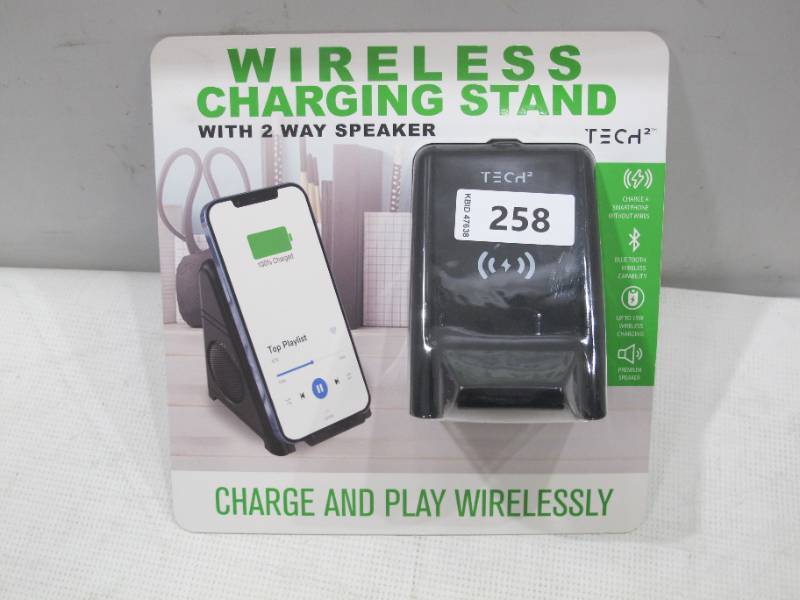 lot 626 image: NEW Tech Squared Wireless Charging Stand with 2-Way Speaker