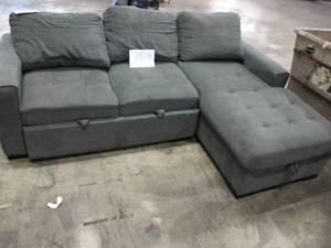 lot 432 image: Kendale Sleeper Sofa with Storage Chaise - Gray