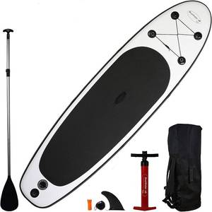 lot 592 image: NEW Blue Water Toys Portable Inflatable Stand Up Paddle Board Kit with Pump, Backpack, Coil Leash, and Repair Kit, SUP 350 Pound Limit, 11 Feet by 34 Inches