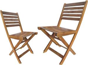 lot 597 image: NEW Patio Wise Outdoor Folding Patio Chair Set, 2 Foldable Acacia Wood Seats, Backyard, Balcony, Porch, & Garden Furniture, 15-12-Inches Wide x 15-34-Inches Deep x 32-Inches High, Teak