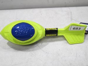 lot 683 image: NEW NERF Dog 12 in. TPR Foam Megatron Vortex Squeaker Blue Green