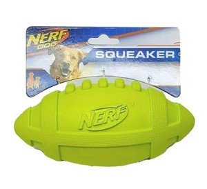 lot 687 image: NEW NERF Dog 6 inch Rubber Squeaker Football Dog Toy