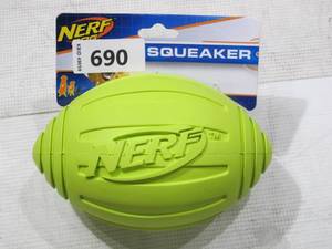 lot 690 image: NEW NERF Dog 7 in. Ridged Squeaker Football Dog Toy
