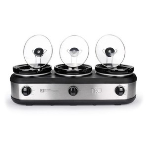 lot 698 image: TRU Triple Slow Cooker Buffet Server Set - Silver