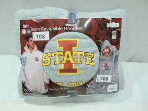 lot 708 image: NEW FOCO Unisex One Size Fits Most Sports Team Fleece Reversible Oversized Hoodeez Iowa State Cyclones