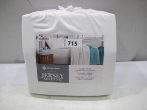 lot 715 image: NEW Members Mark Queen 4 Pc. Jersey Sheet Set - White