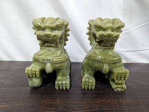 lot 8 image: Pair Of Stone Foo Dogs