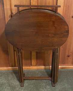 lot 69 image: 4 Vintage Foldable Trays with Stand