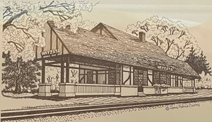 lot 86 image: Framed Print of the Wayzata Depot by Nancy Patrick Carney