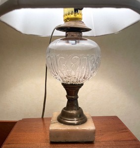 lot 99 image: Vintage Lamp with Glass and Marble Base