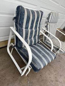 lot 104 image: Two Metal Patio Rocking Chairs with Cushions