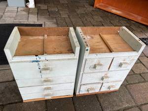 lot 115 image: Two Vintage Wooden Storage Pieces with Assorted Hardware