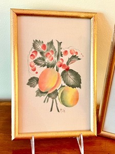 lot 38 image: Pair of Framed Fruit Paintings on Velvet