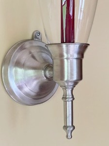 lot 142 image: Pair of Decorative Pewter Wall Candle Holders