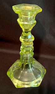 lot 147 image: Vintage Uranium Glass Candle Stick Holder