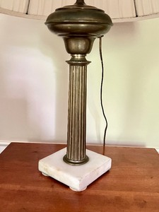 lot 137 image: Marble Based Duo Bulb Table Lamp