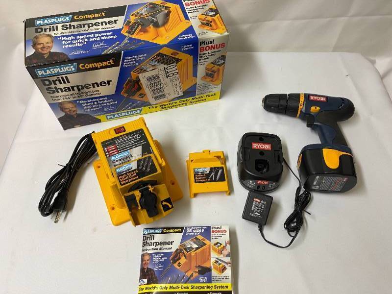 Plasplugs Drill Sharpener in Original Box and Ryobi Rechargeable