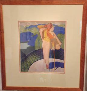 lot 101 image: Welsh Watercolor Art Deco Print