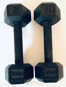 lot 133 image: 8 and 10 Pound Weights by York