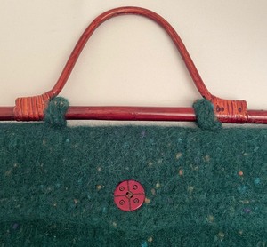 lot 206 image: Artisan Made Handbag with Wooden Handle