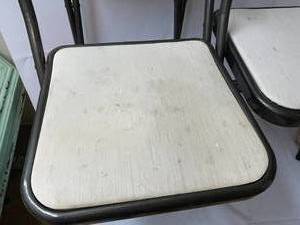 lot 252 image: Three Vintage Style House Folding Chairs with Padded Seats