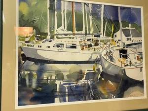 lot 256 image: 1973 Jack Norman Sailboat Framed Art