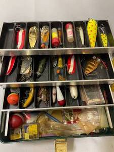 lot 263 image: Two Vintage Tackle Boxes with Assorted Tackle