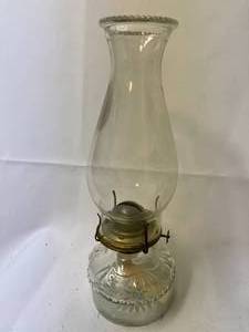 lot 273 image: Four Vintage Glass Oil Lamps