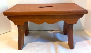 lot 332 image: Vintage Wooden Stool with Cutout Accents