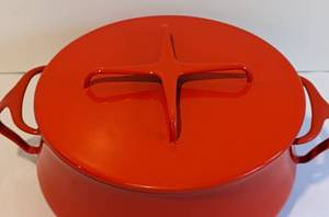 lot 71 image: Dansk Red Enamel Dutch Oven