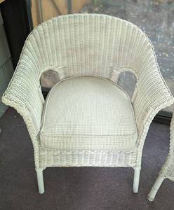 lot 84 image: Pair of White Wicker Chairs