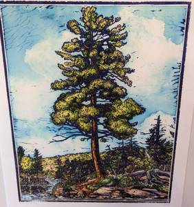 lot 99 image: Framed Sentinel Pine Woodblock Print by Rick Allen