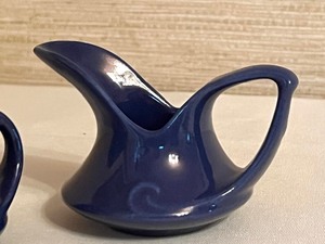 lot 33 image: Vintage Petite Cobalt Blue Red Wing CreamSugar Set