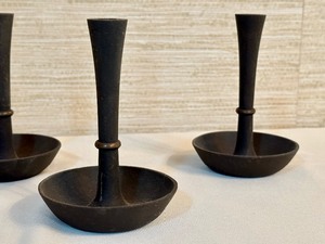 lot 18 image: (4) Metal Danish Candle Holders