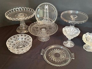 lot 48 image: Vintage Glassware Variety including Vintage Cake Pedestals and More