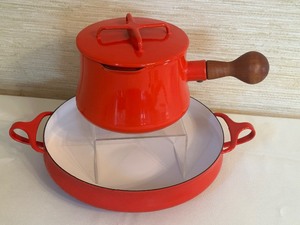 lot 26 image: Two Pieces of Vintage Dansk Enamel Red Cookware