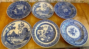 lot 379 image: Six Spode Blue Room Collection Plates