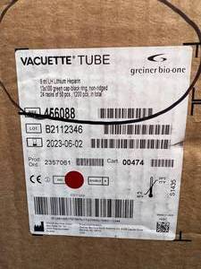lot 87 image: MSRP $180  1 Case (24 Rackscs) (50Rack) Greiner Bio-One Vacuette Tube 456088 6mL LH Lithium Heparin Expiration 6-23