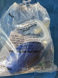 lot 43 image: Mixed Lot Of NEW Ambu SPUR II Disposable Resuscitators and CareFusion AirLife Resuscitation Bags -&nbspMixed&nbspExpirations - See Pics Great For Training Etc