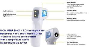 lot 5 image: WOW MSRP $8000  4 Cases40 per Case MedSource Non-Contact Medical Grade Touchless Infrared Thermometers With 3 Temperature Modes - IR 200 MS-131001 No Expiration Please See Youtube Video For More About These Great Thermometers
