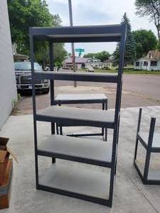 lot 739 image: (2) Wood & Steel Shelving Units - NO SHIPPING