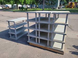 lot 745 image: (4) Wood Shelves - (3) are 5-tier and (1) is 4-tier - NO SHIPPING