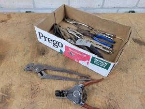 lot 757 image: Locking Pliers, Adjustable Pliers, Wire Stripper and More